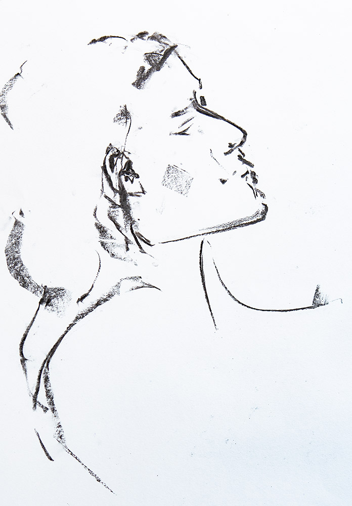 Deep Thought - Charcoal drawing by Krystyna Wojcik